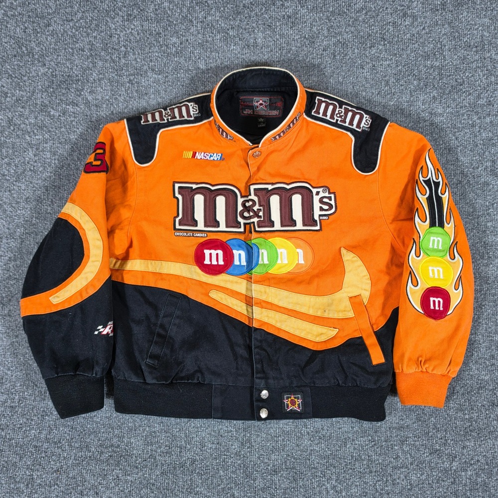 JH Design Kids XL M&Ms Racing Jacket NASCAR Elliott Sadler 38 Orange Black Twill